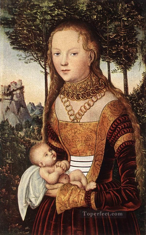 Young Mother And Child Renaissance Lucas Cranach the Elder Oil Paintings